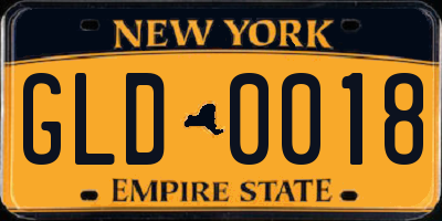 NY license plate GLD0018