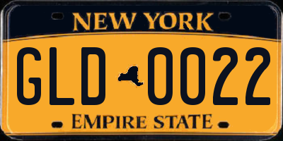 NY license plate GLD0022