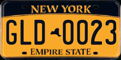 NY license plate GLD0023
