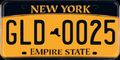 NY license plate GLD0025