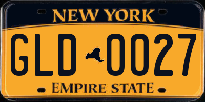 NY license plate GLD0027
