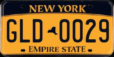 NY license plate GLD0029