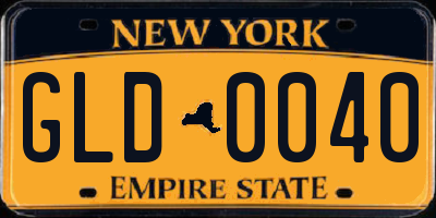 NY license plate GLD0040