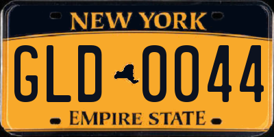 NY license plate GLD0044
