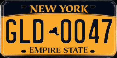 NY license plate GLD0047