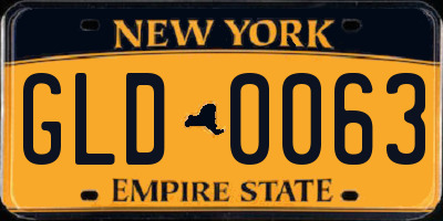 NY license plate GLD0063