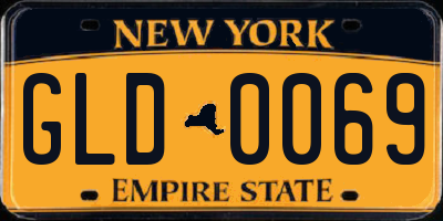 NY license plate GLD0069