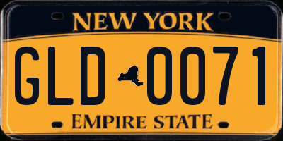 NY license plate GLD0071