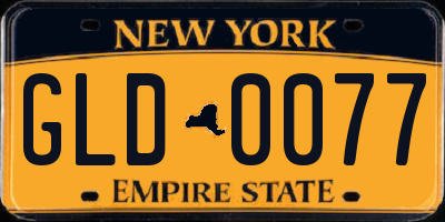 NY license plate GLD0077