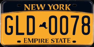 NY license plate GLD0078