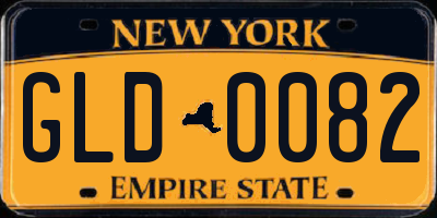 NY license plate GLD0082