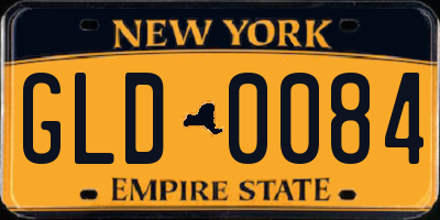 NY license plate GLD0084