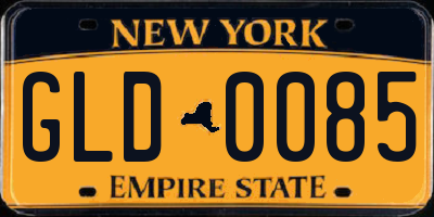NY license plate GLD0085