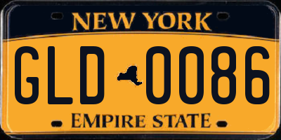 NY license plate GLD0086