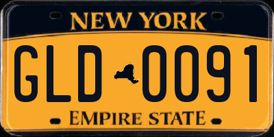 NY license plate GLD0091