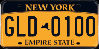 NY license plate GLD0100