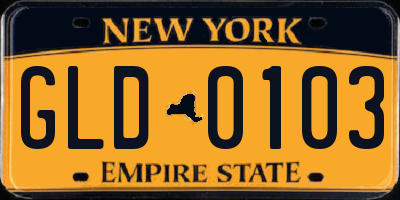NY license plate GLD0103