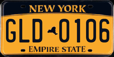 NY license plate GLD0106