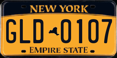 NY license plate GLD0107