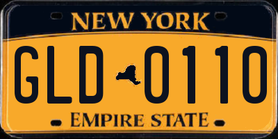 NY license plate GLD0110
