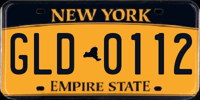 NY license plate GLD0112
