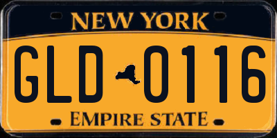 NY license plate GLD0116