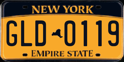 NY license plate GLD0119