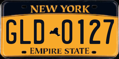 NY license plate GLD0127