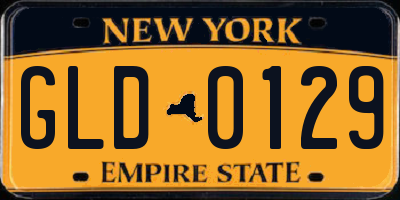 NY license plate GLD0129