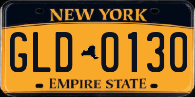 NY license plate GLD0130