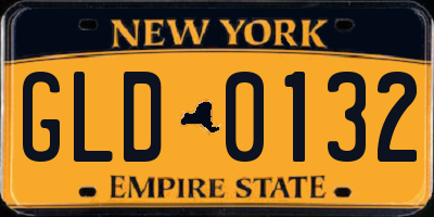 NY license plate GLD0132
