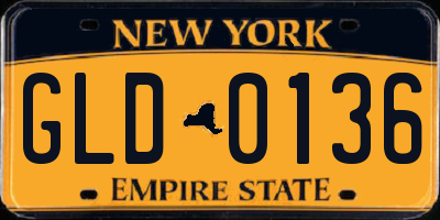 NY license plate GLD0136