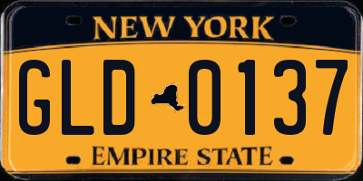 NY license plate GLD0137