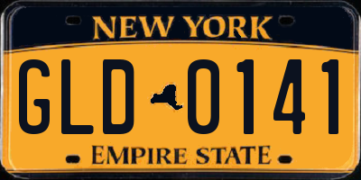 NY license plate GLD0141