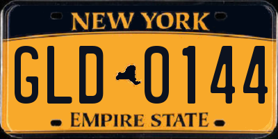 NY license plate GLD0144