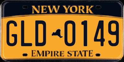 NY license plate GLD0149