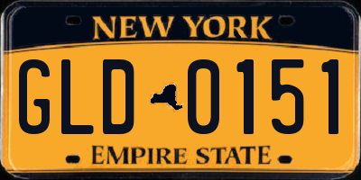 NY license plate GLD0151