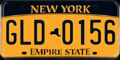 NY license plate GLD0156