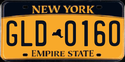 NY license plate GLD0160