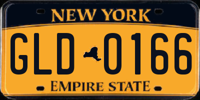 NY license plate GLD0166