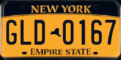 NY license plate GLD0167