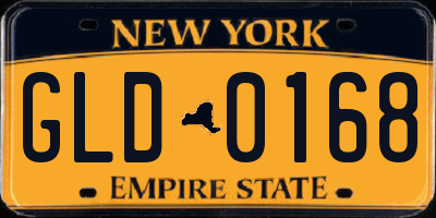 NY license plate GLD0168