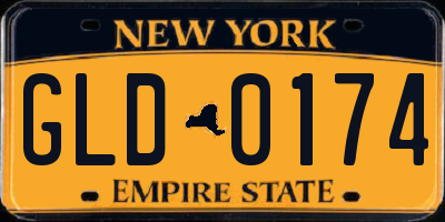 NY license plate GLD0174