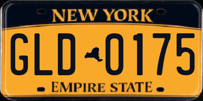 NY license plate GLD0175