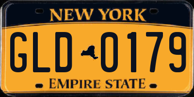 NY license plate GLD0179