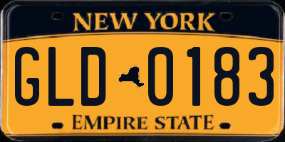 NY license plate GLD0183