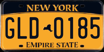 NY license plate GLD0185