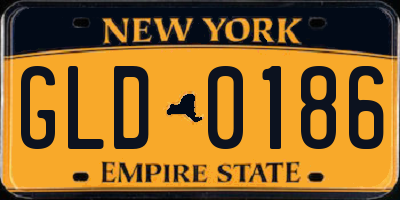 NY license plate GLD0186