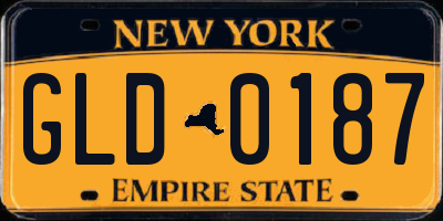 NY license plate GLD0187