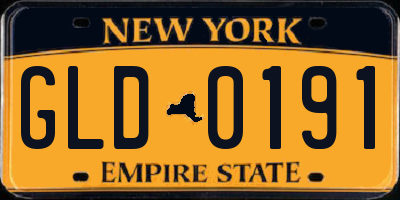 NY license plate GLD0191